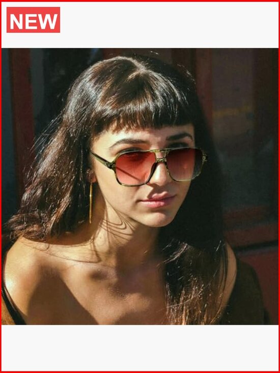 Retro Square Aviator Sunglasses, UV400 Protection, Plastic Frame, Unisex main image 6